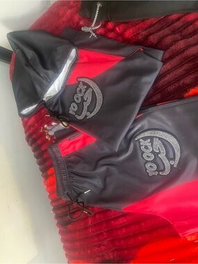 Black & Red Hooded Jogger Set with '100 OK' Patch